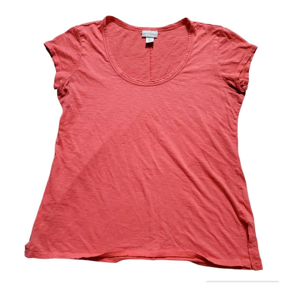 Mercer & Madison Shirt Women Small 100% Cotton Short Sleeve Scoop Neck Pink EUC